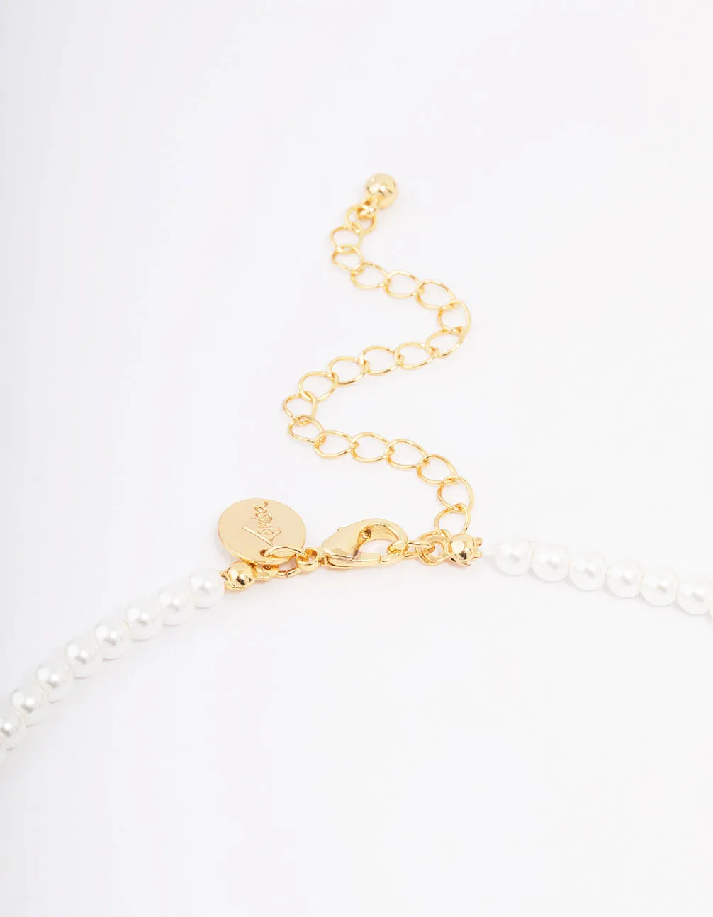 Gold Plated Letter C Initial & Pearl Pendant Necklace