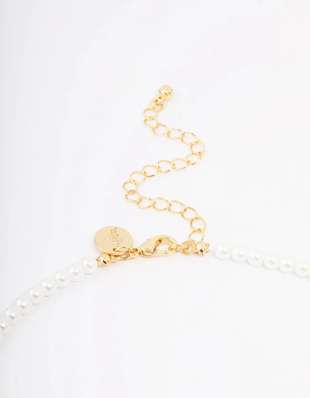 Gold Plated Letter J Initial & Pearl Pendant Necklace