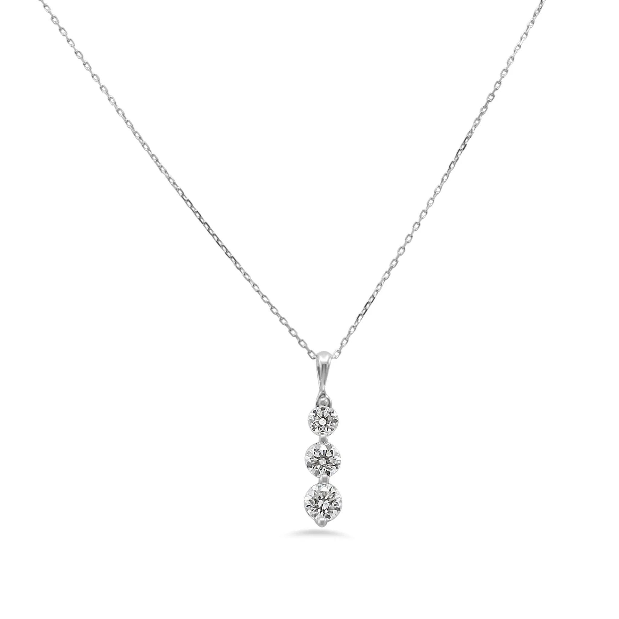 Graduating Trilogy Brilliant Cut Diamond Pendant On 16" Necklace