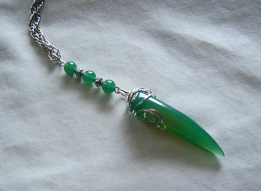 Green Agate Horn Polished Gemstone Pendant