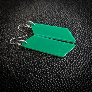 Green Diagonal Dangle Earrings