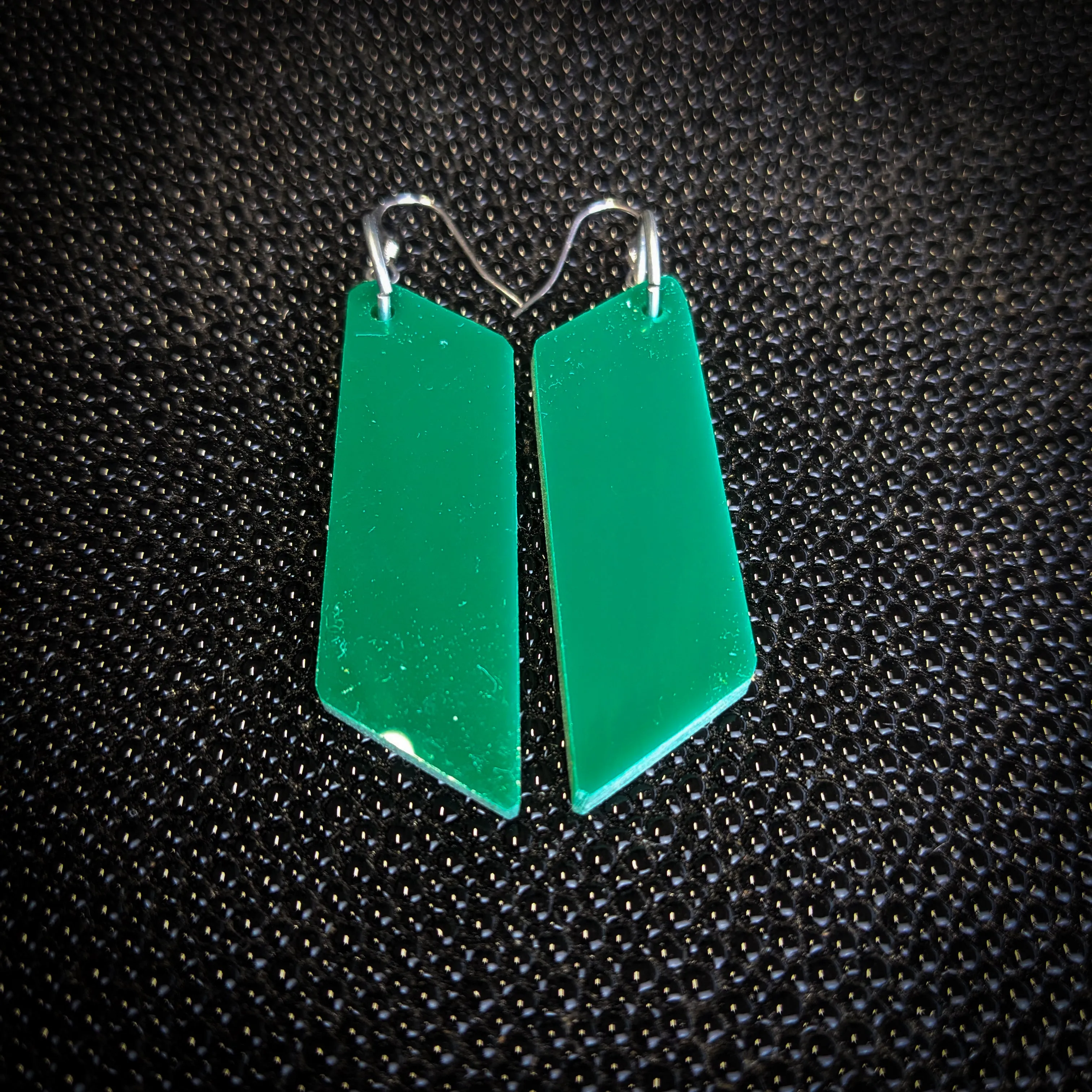 Green Diagonal Dangle Earrings