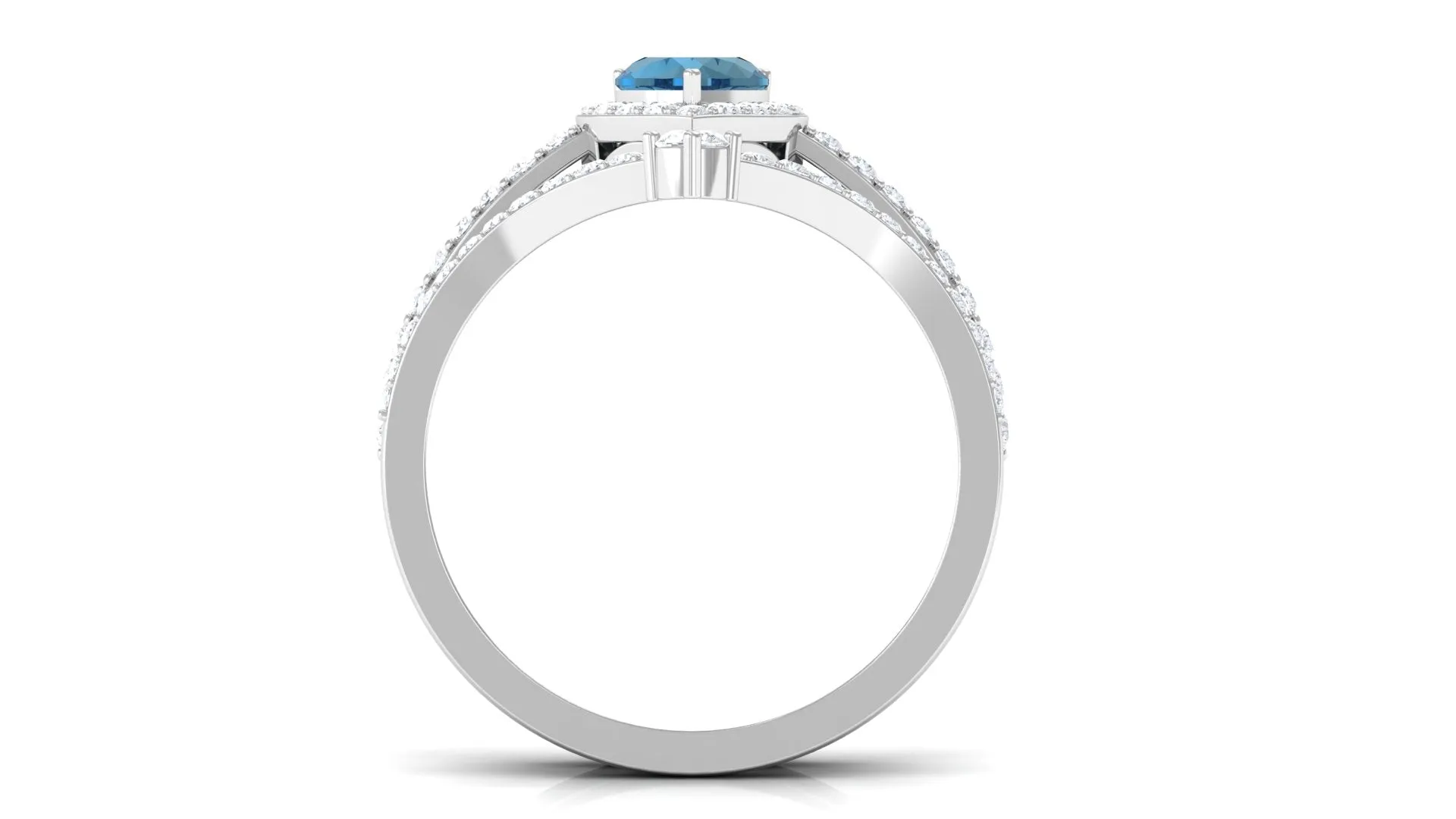 Heart Shape London Blue Topaz Ring Set with Diamond