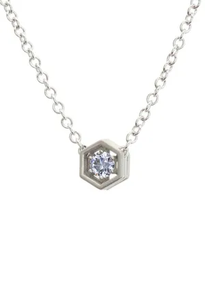 Hex Strata Single Pendant Necklace - Lavender Spinel in 19k White Gold