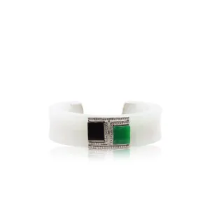 Jade Black Onyx & Diamonds Bangle