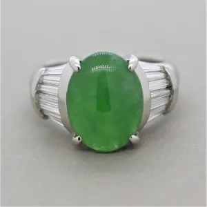 Jadeite Jade Diamond Platinum Ring