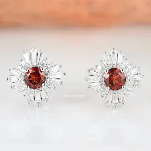 Joelle Garnet Earrings- Sterling Silver