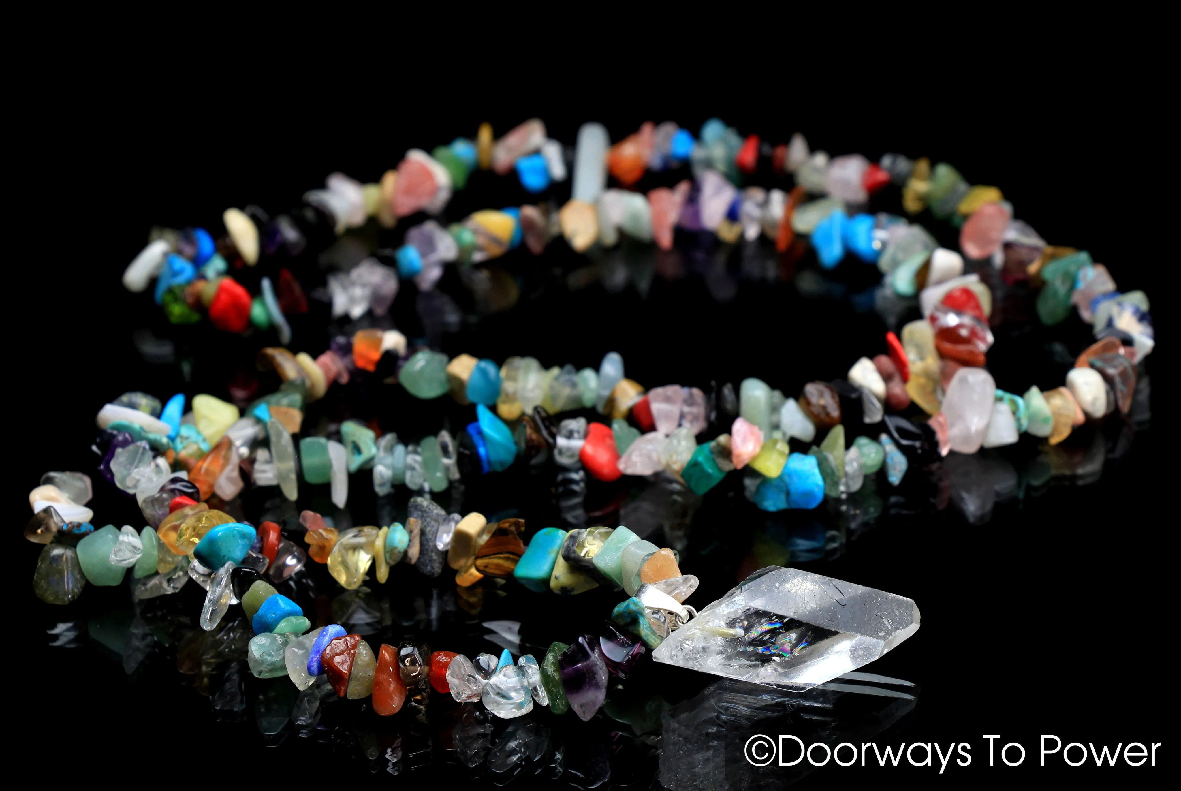 John of God Lemurian Crystal Chakra Necklace w/ Record Keepers & Rainbows