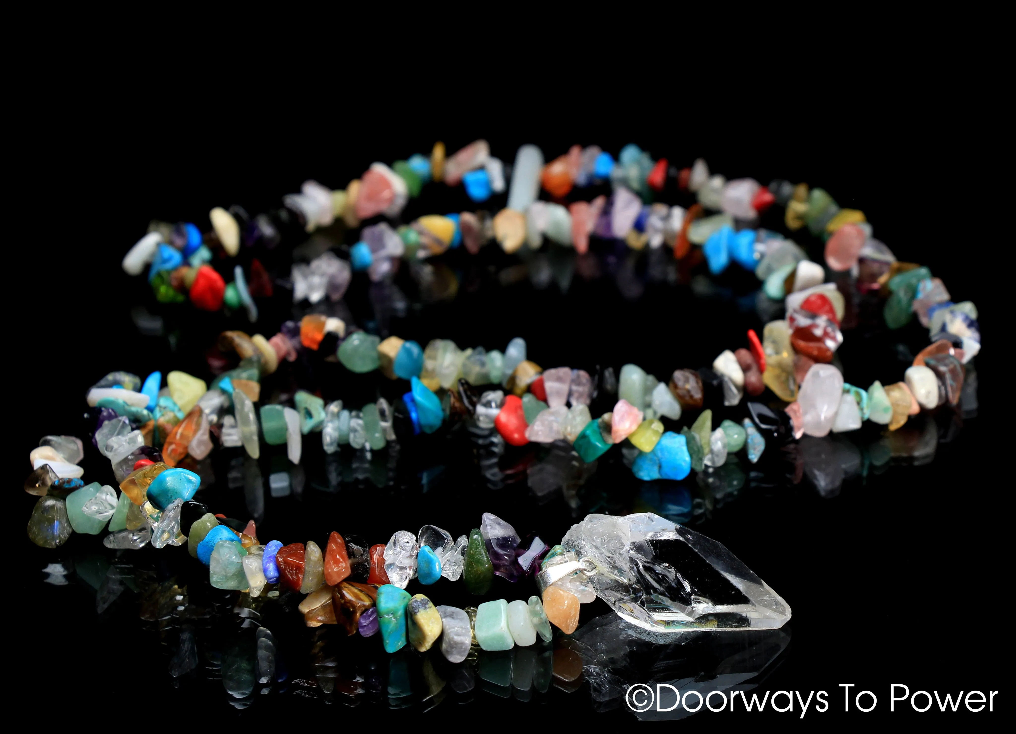 John of God Lemurian Crystal Chakra Necklace w/ Record Keepers & Rainbows