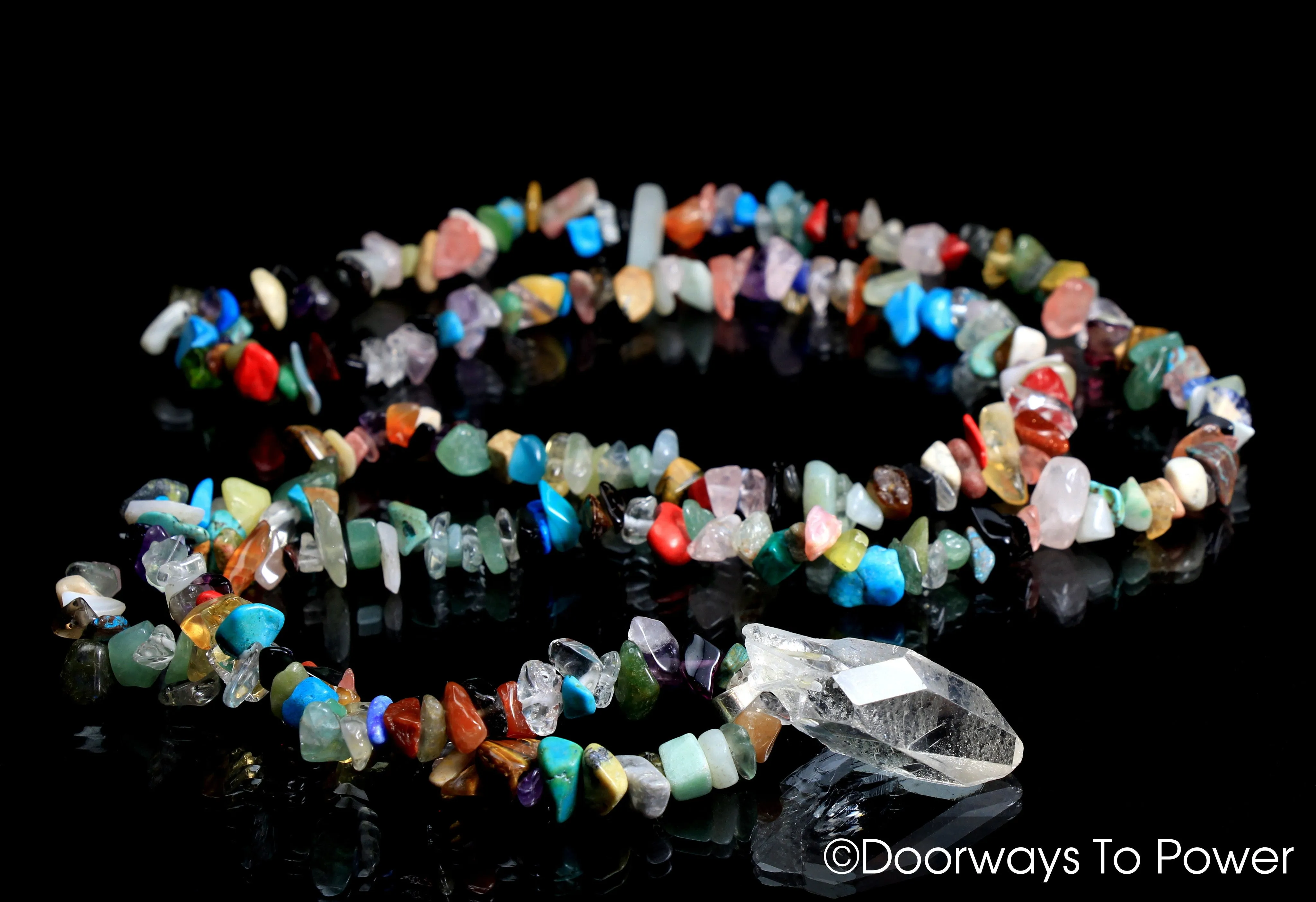 John of God Lemurian Crystal Chakra Necklace w/ Record Keepers & Rainbows