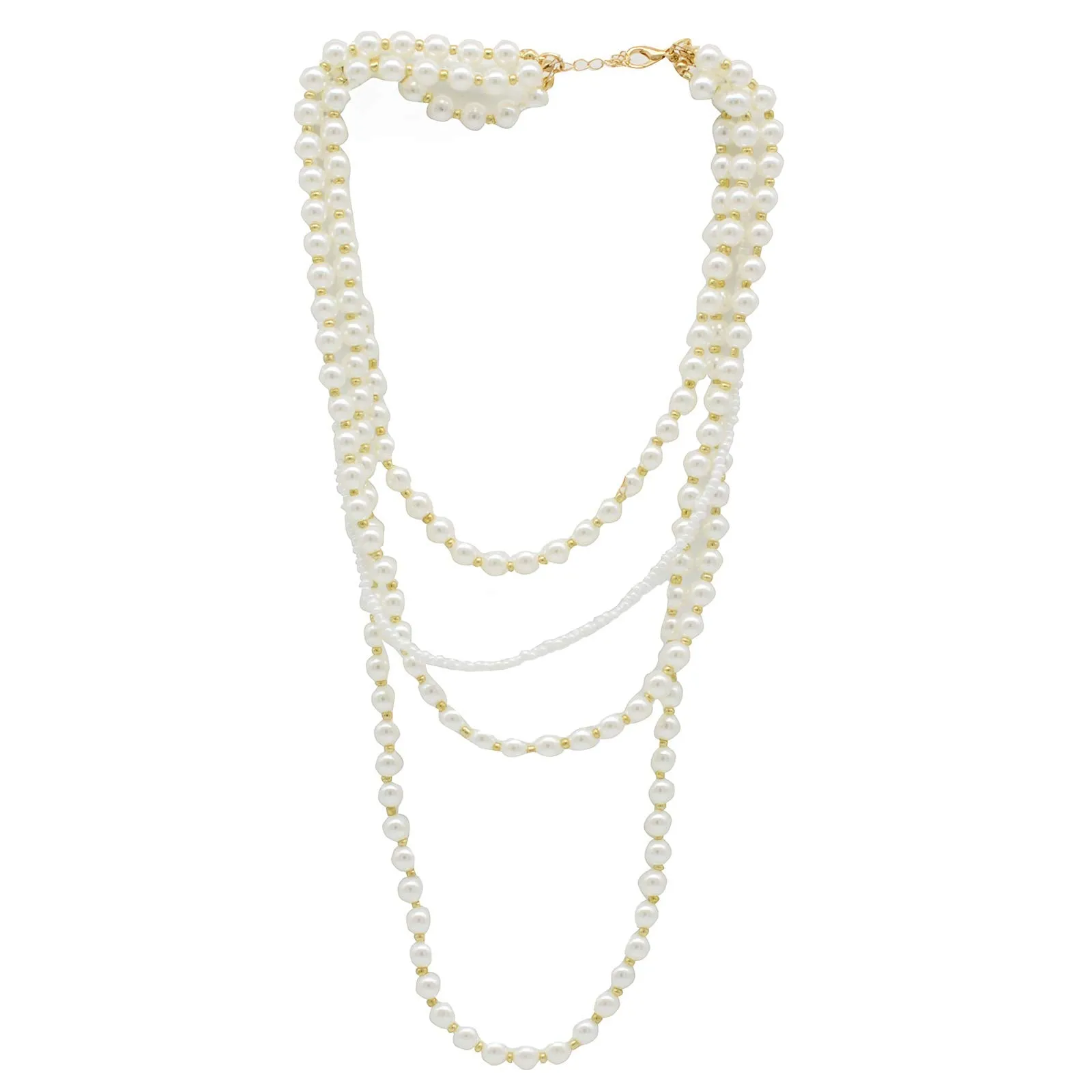 Joker & Witch Resplendent Layered White Pearl Necklace for Women