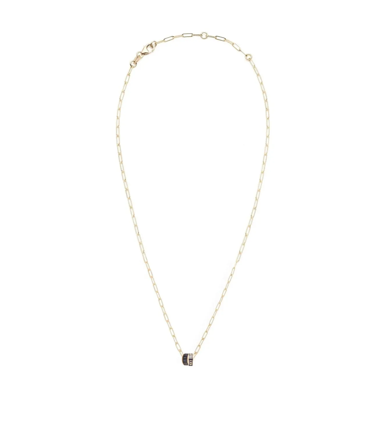 Karma & Baguette Blue Sapphire : Heart Beat Super Fine Clip Chain Necklace