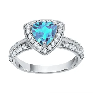 KATARINA 1 2/3 cttw Diamond and Blue Topaz Halo Engagement Ring