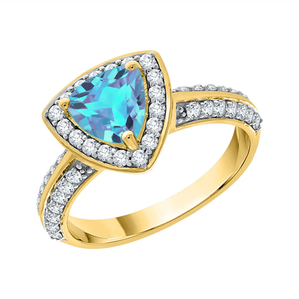 KATARINA 1 2/3 cttw Diamond and Blue Topaz Halo Engagement Ring