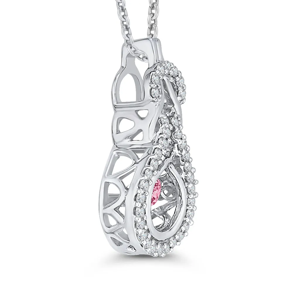 KATARINA Diamond and Pink Sapphire Fashion Pendant Necklace (3/8 cttw)