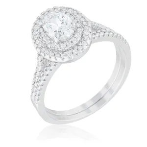 Kehira 1ct Oval Halo Engagement Ring Set | 2.3ct