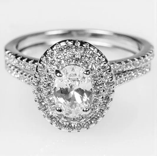 Kehira 1ct Oval Halo Engagement Ring Set | 2.3ct