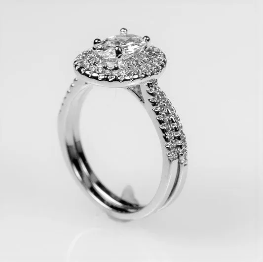 Kehira 1ct Oval Halo Engagement Ring Set | 2.3ct