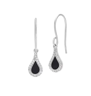 Kelly Waters Sterling Silver Black Enamel Tear Drop Earrings (SI3277)