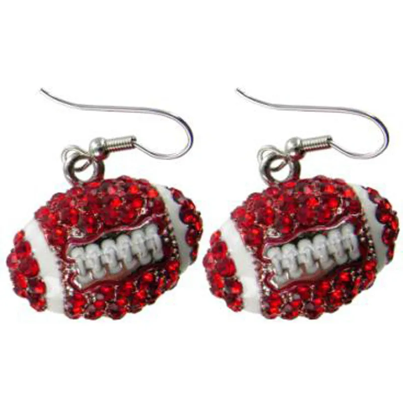 Large Puffy Crystal Football Earrings