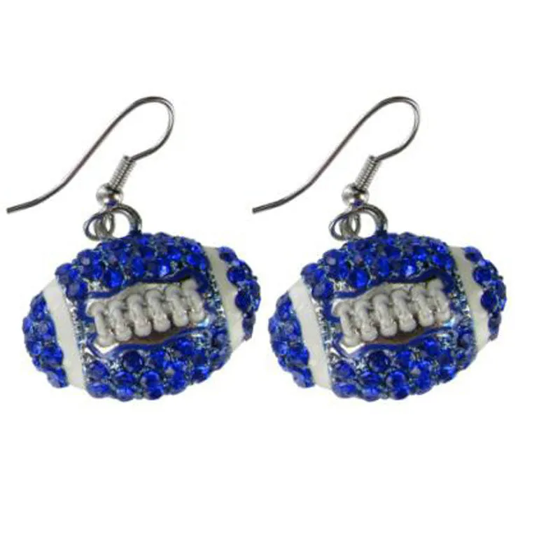 Large Puffy Crystal Football Earrings