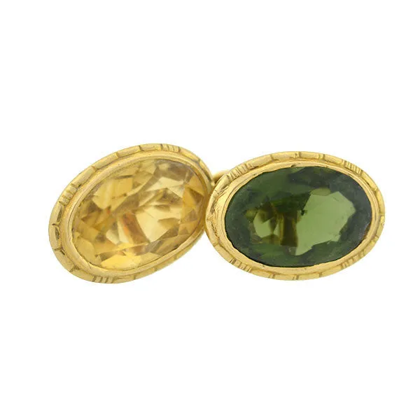 Late Victorian 14kt Gold & Multi-Gemstone Cufflinks