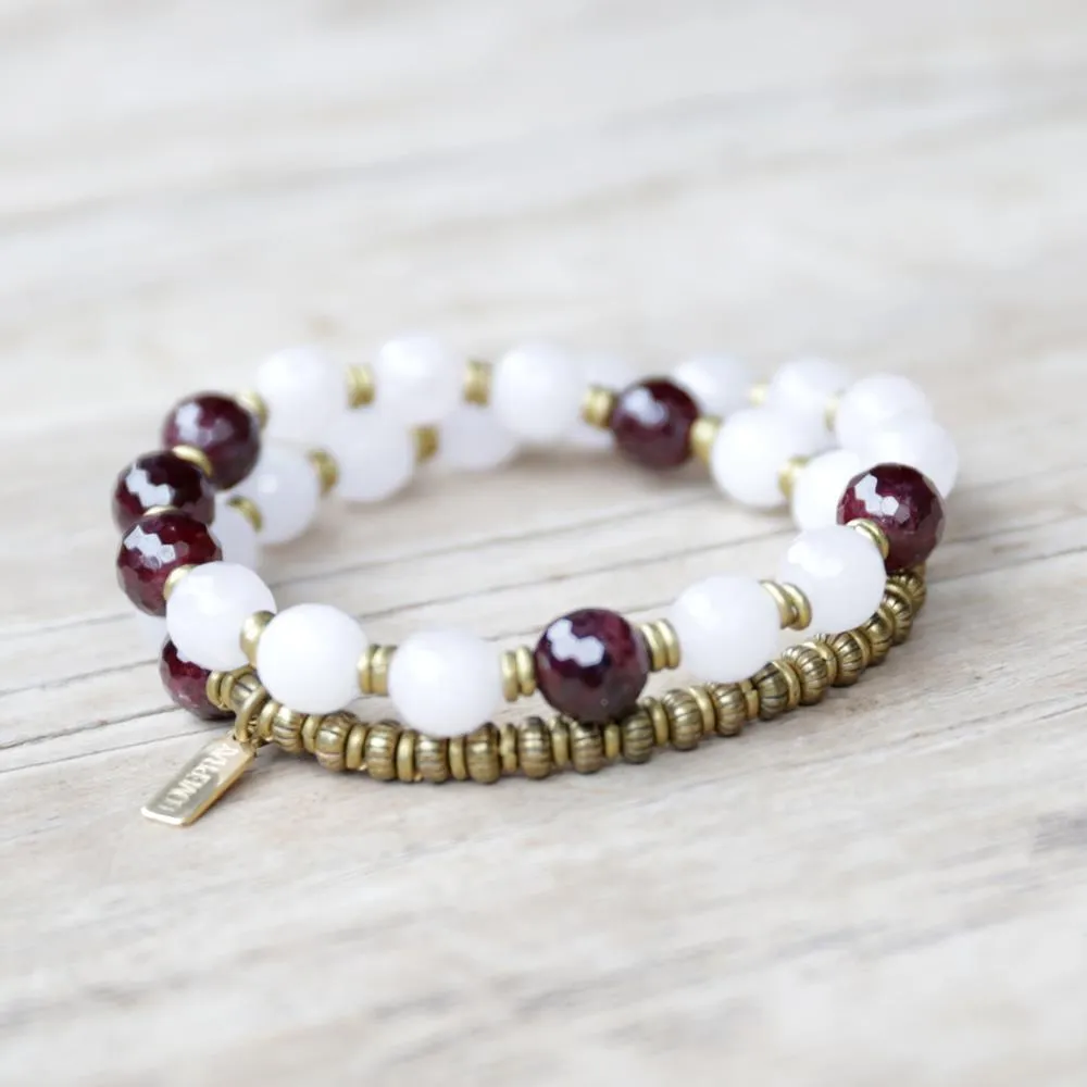 Love' Rose Quartz and Garnet Mala Bracelet - Wrist mala