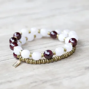 Love' Rose Quartz and Garnet Mala Bracelet - Wrist mala