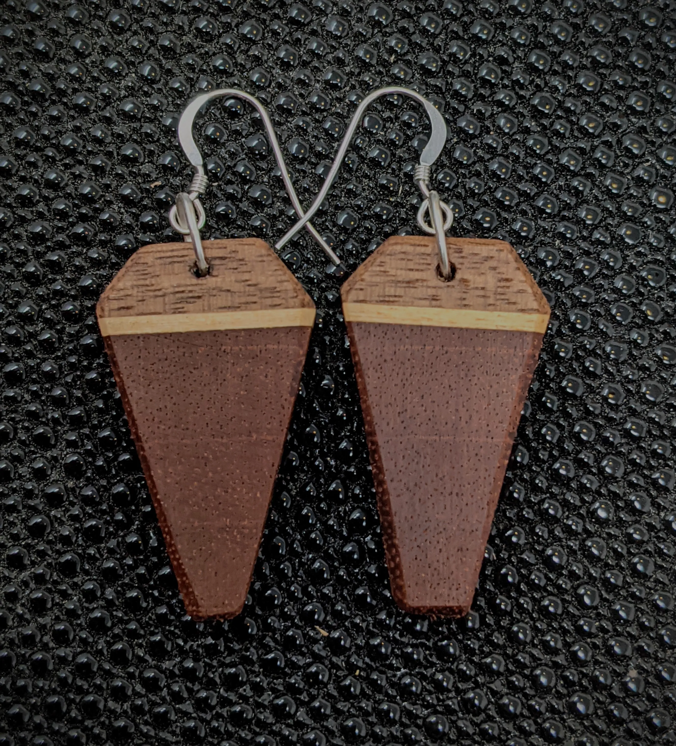 Mahogany Coffin Dangle Earrings