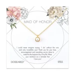 Maid of honor flower card, large bezel pearl