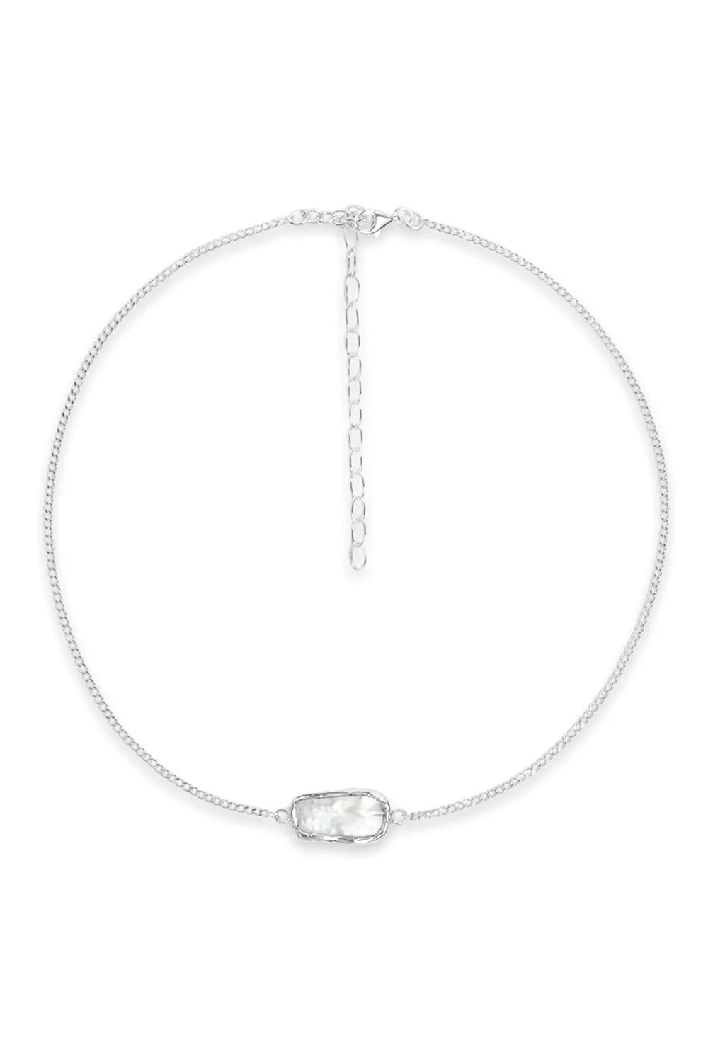 Mermaid Pearl Link Necklace in Silver