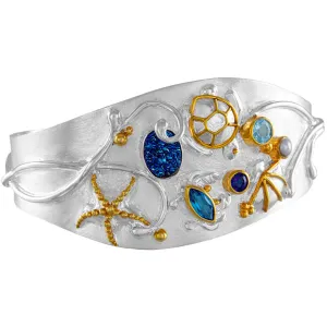 Michou Sea-life Party  Gemstone Sterling Silver & Gold Vermeil Cuff