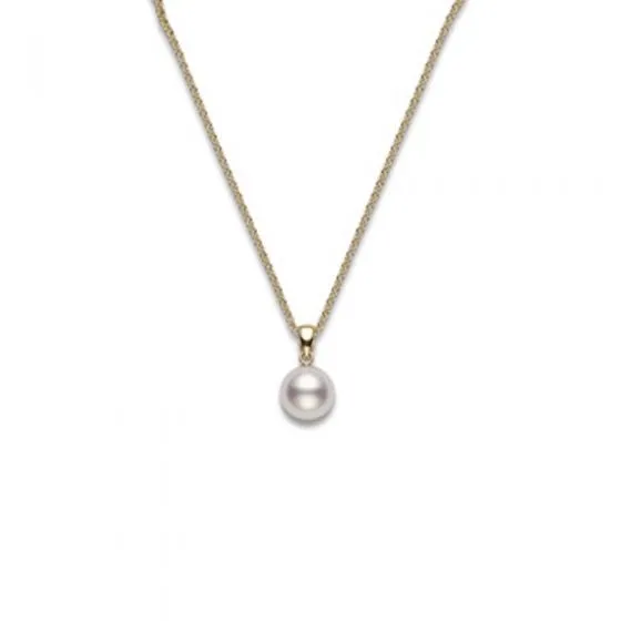 Mikimoto 18K Yellow Gold Cultured Akoya Pearl Pendant Necklace