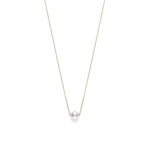 Mikimoto 18K Yellow Gold Single Cultured Akoya Pearl Necklace 16-18 inch