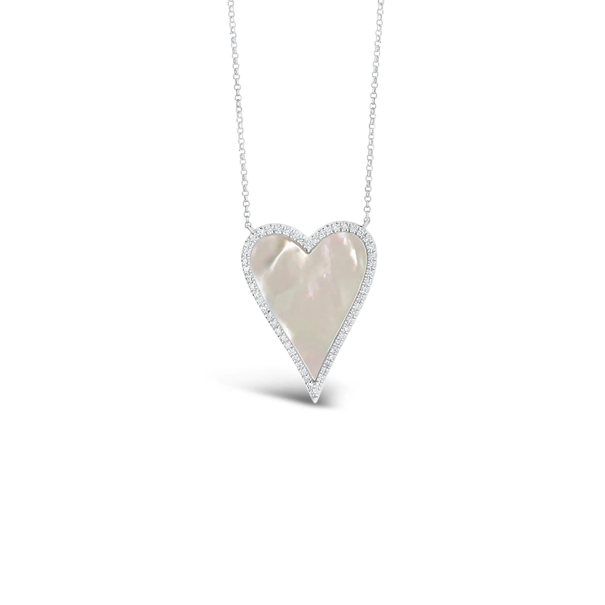 Mother of Pearl & Diamond Heart Necklace