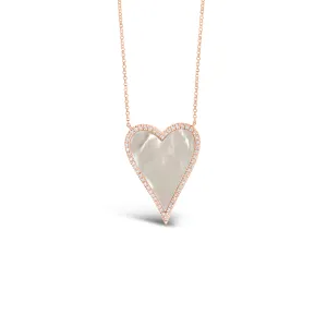 Mother of Pearl & Diamond Heart Necklace