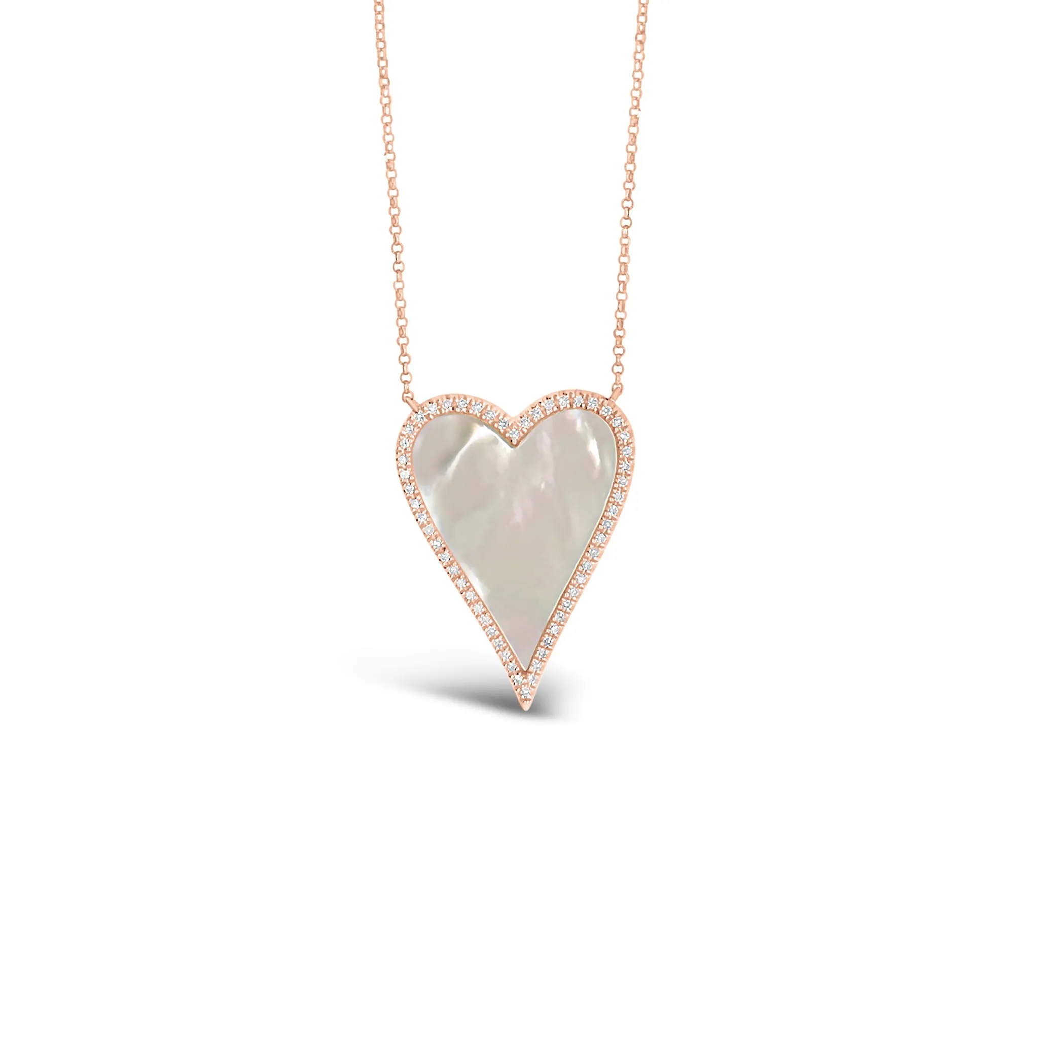 Mother of Pearl & Diamond Heart Necklace