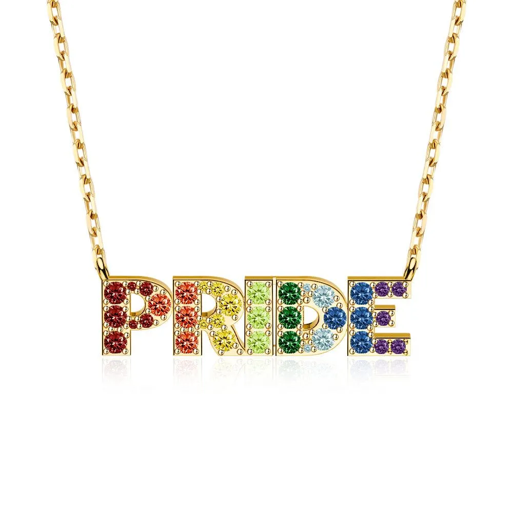 Multi Color Rainbow Gemstones PRIDE Month Necklace Pendant