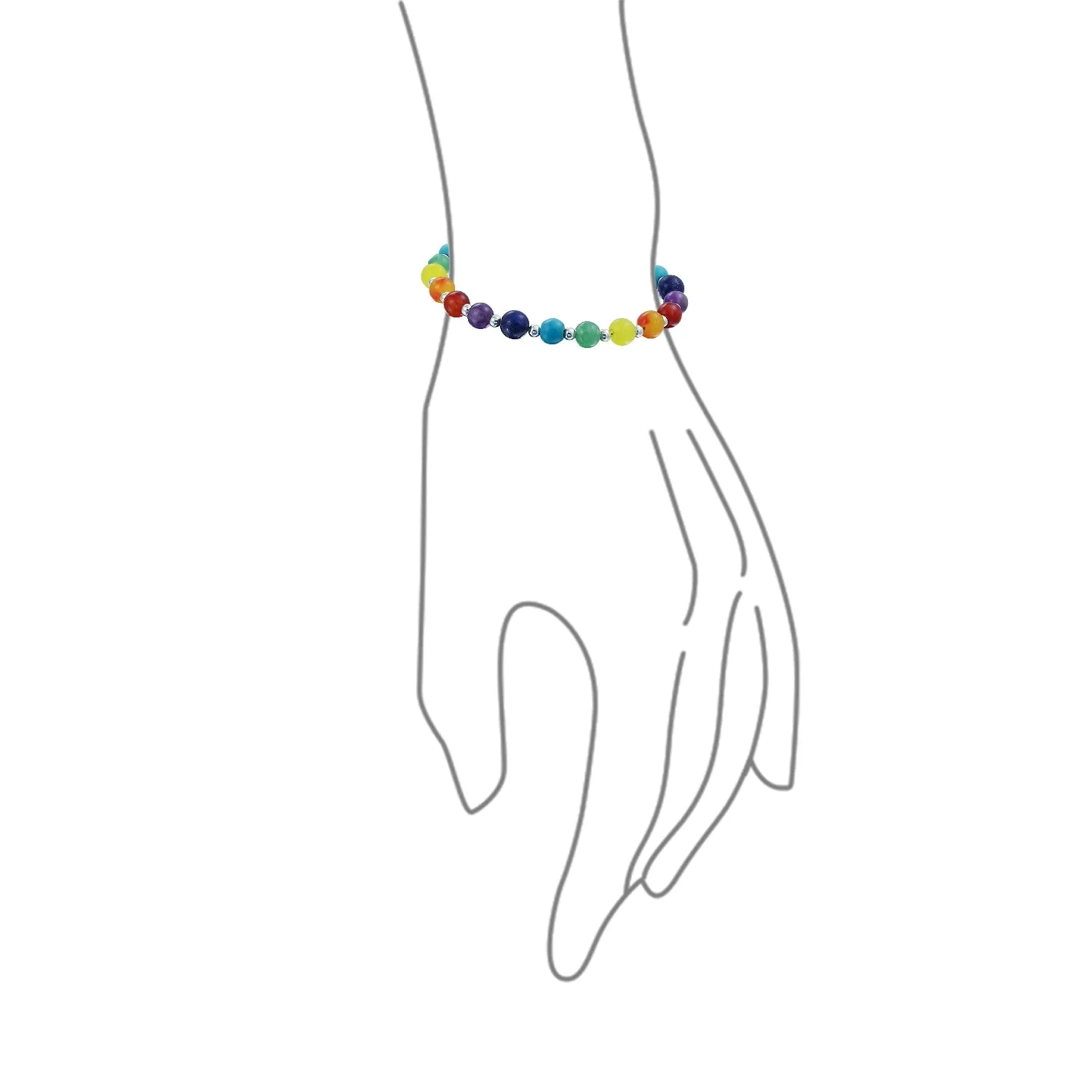 Multicolor Healing Gemstone Strand Bracelet for Yoga & Meditation