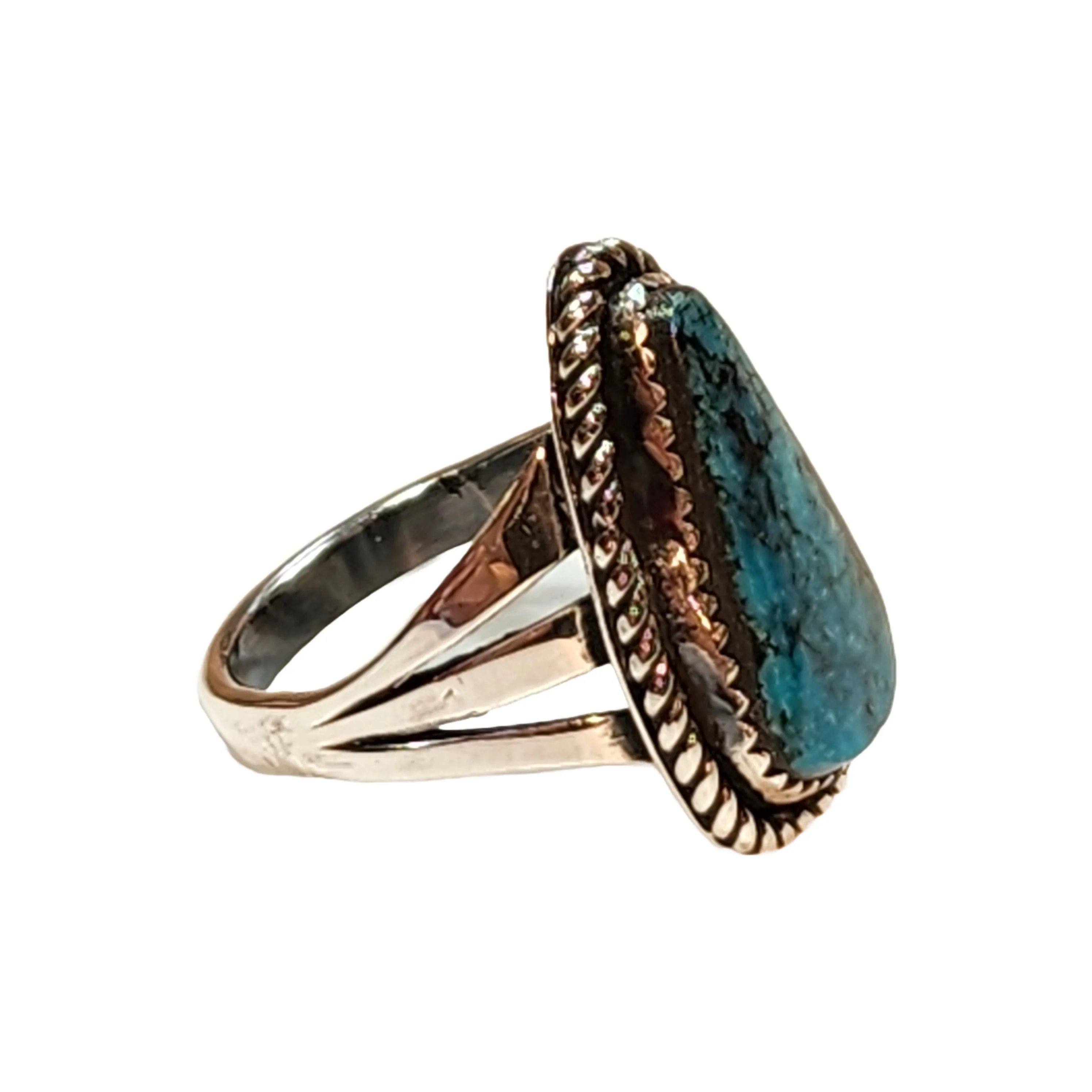 Natural Blue Diamond Turquoise Ring - Size 7