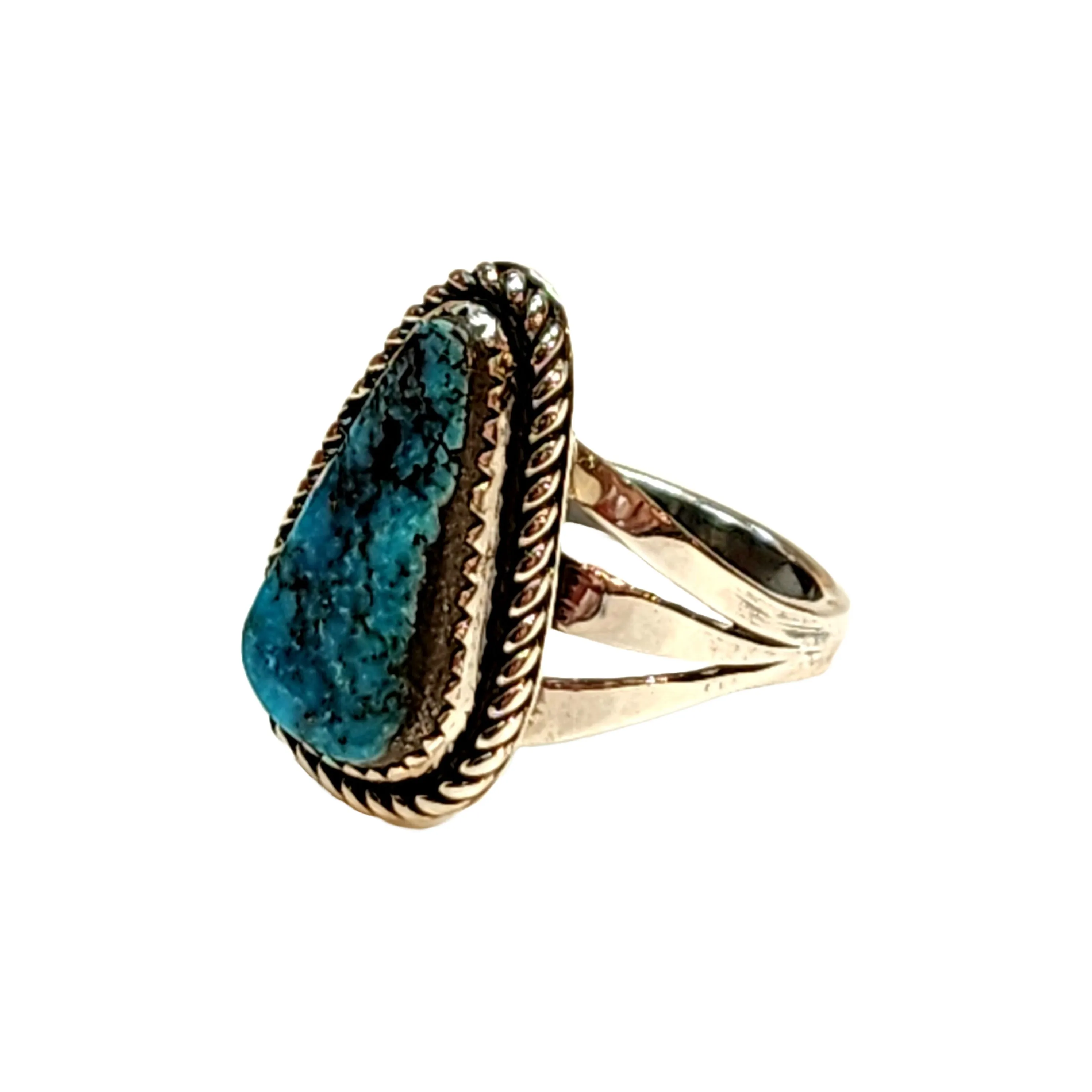 Natural Blue Diamond Turquoise Ring - Size 7