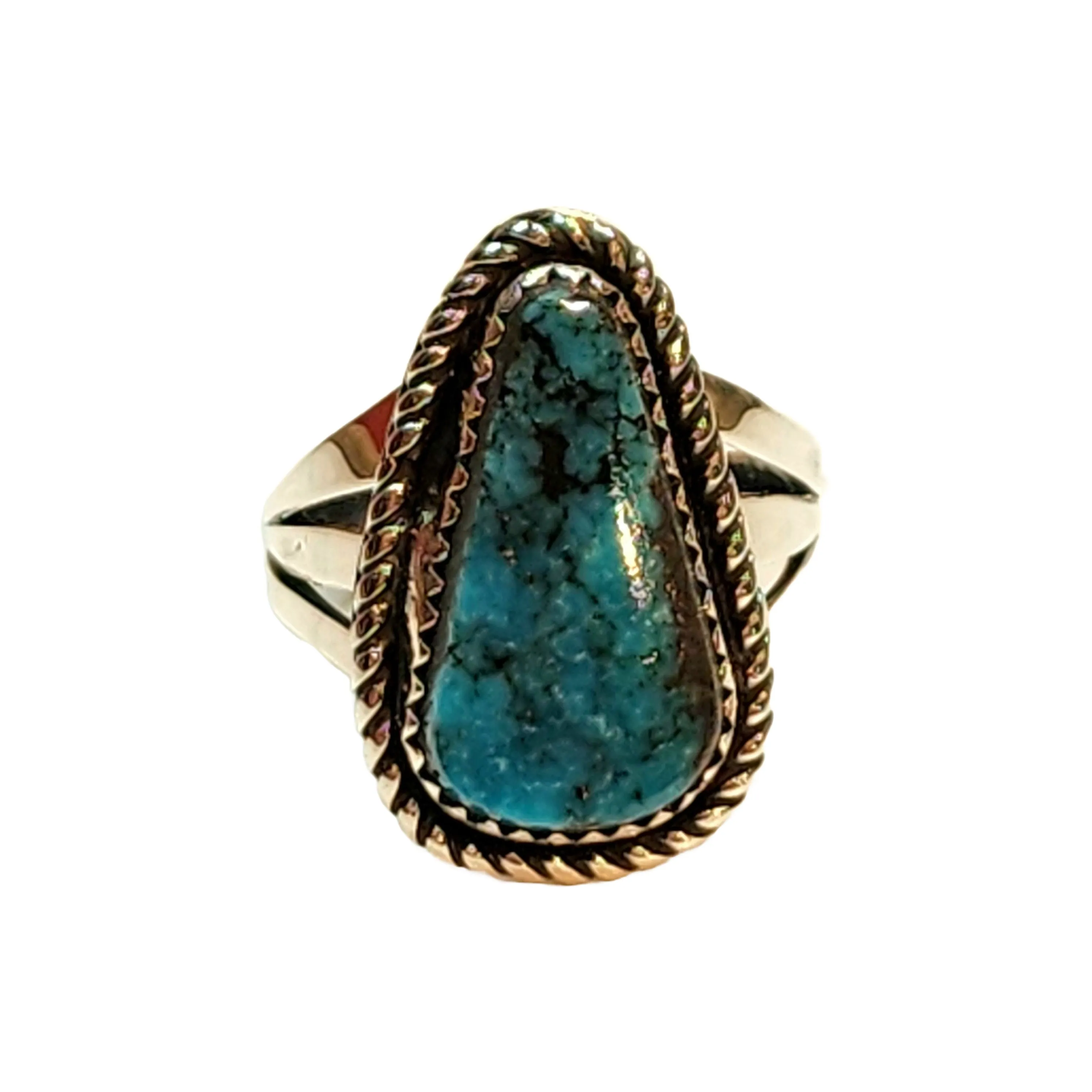 Natural Blue Diamond Turquoise Ring - Size 7