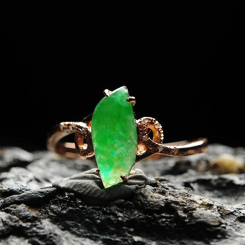 Natural Jade Ring Jadeite Gold Ring RG59