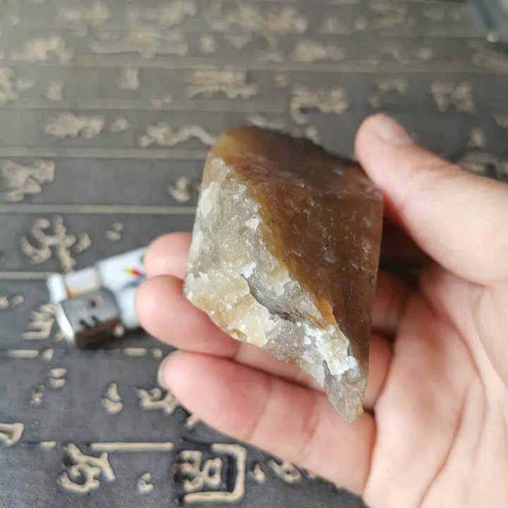 Natural Kunlun Jade Rough Nephrite Raw (150g, 8X3.5X2.8cm)