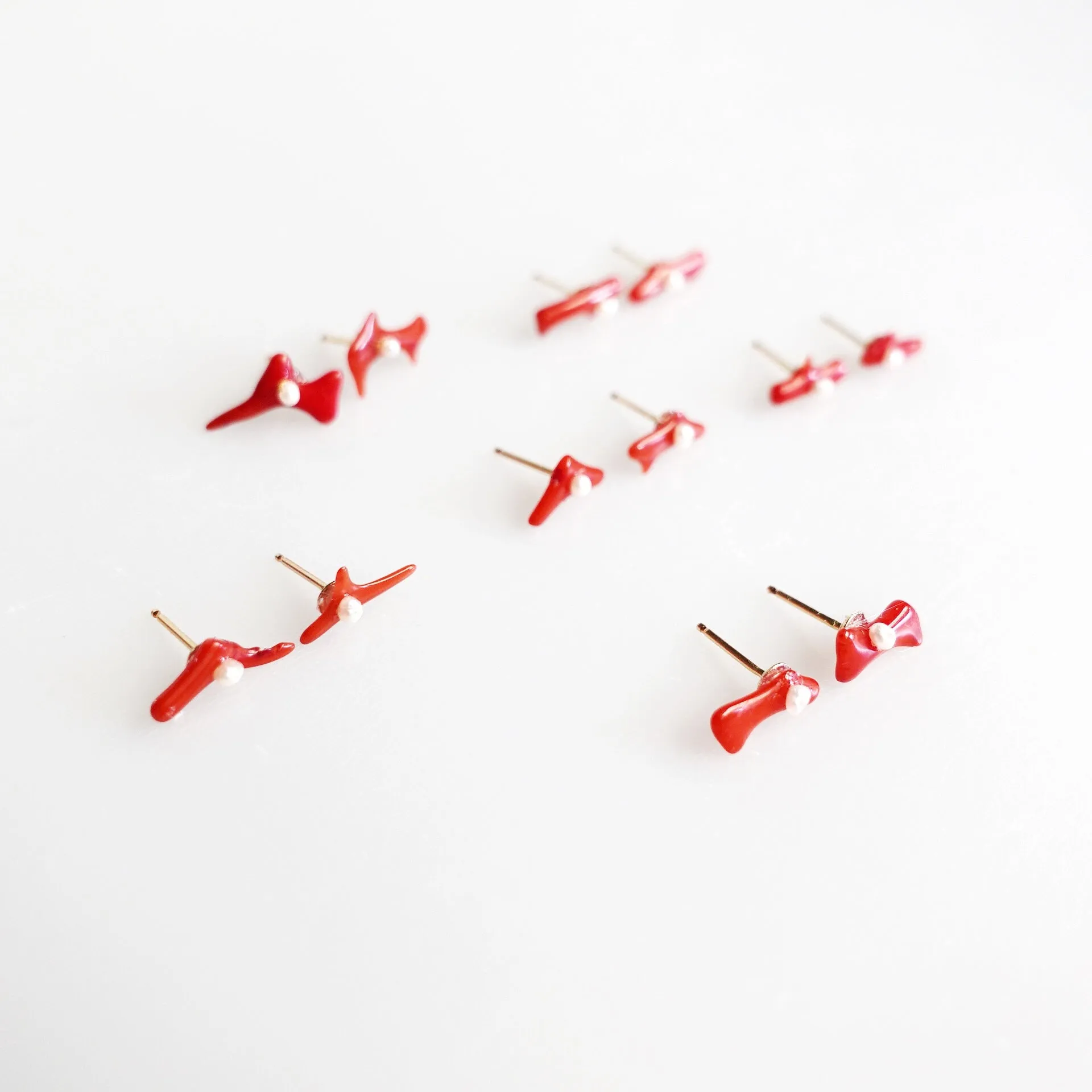 Natural Red Coral Studs