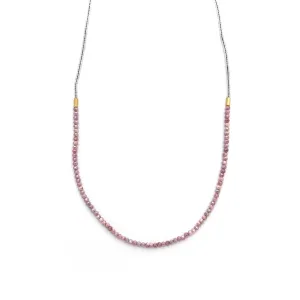 NEW! Pink Sillimanite and Seed with Gold Vermeil Beaded Necklace by Debbie Fisher