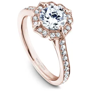 Noam Carver Floral Halo Engagement Ring Setting in Rose Gold