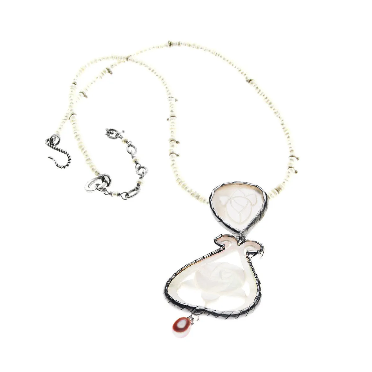 Orient Fleur Rose Sterling Silver Pearl Necklace