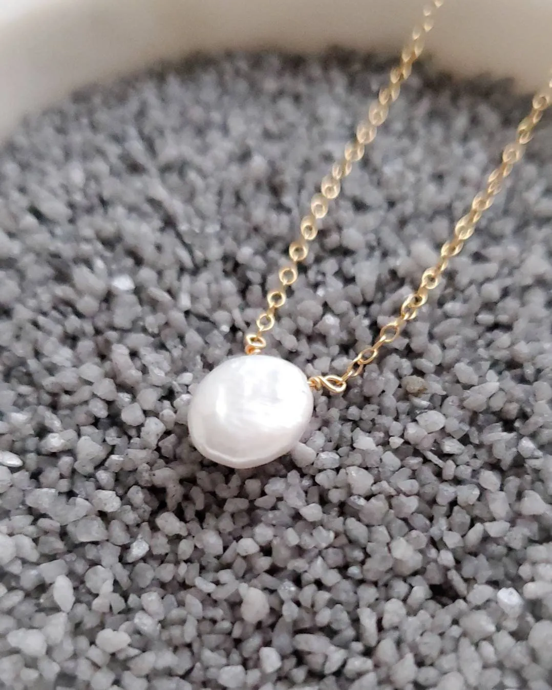 Oval Coin Pearl Necklace