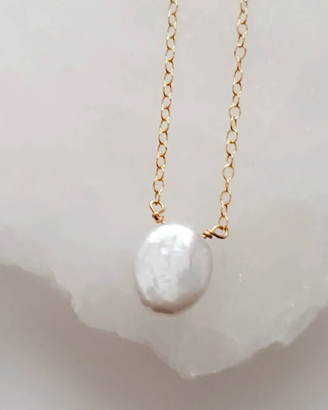 Oval Coin Pearl Necklace